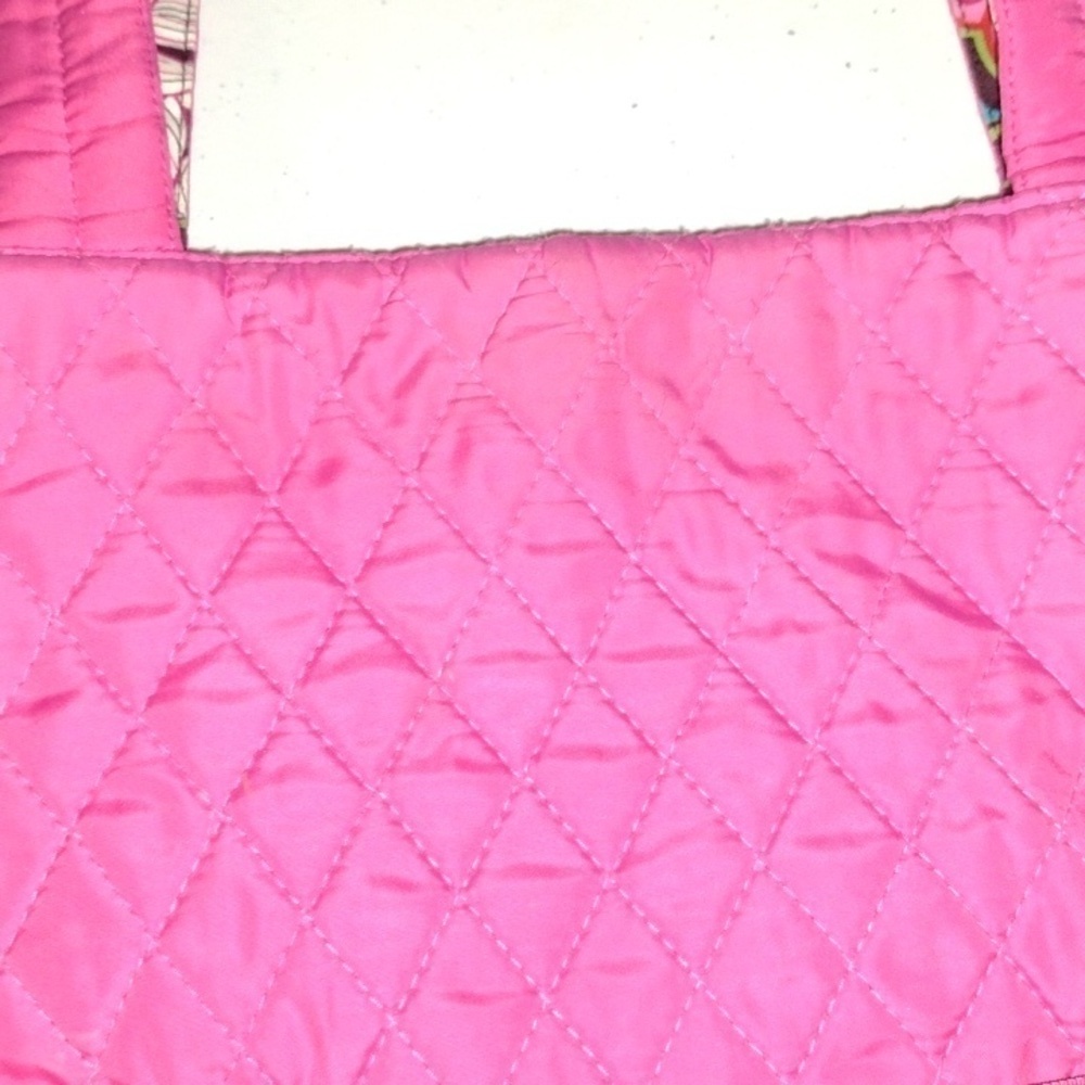 BELVAH quilted diaper bag w/ bow pink and floral Barbiecore - Picture 9 of 12